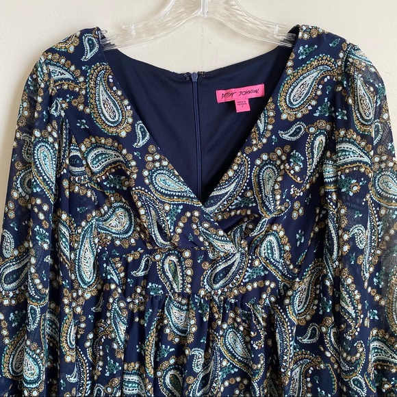 Betsey Johnson Paisley Bell Sleeve Mini Dress 2 - Picture 2 of 10